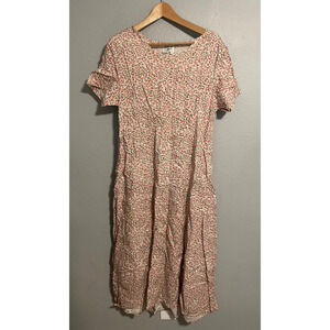 Vintage Zero To Nine Dress Womens Medium Pink Floral Maxi Tie Back Cottagecore